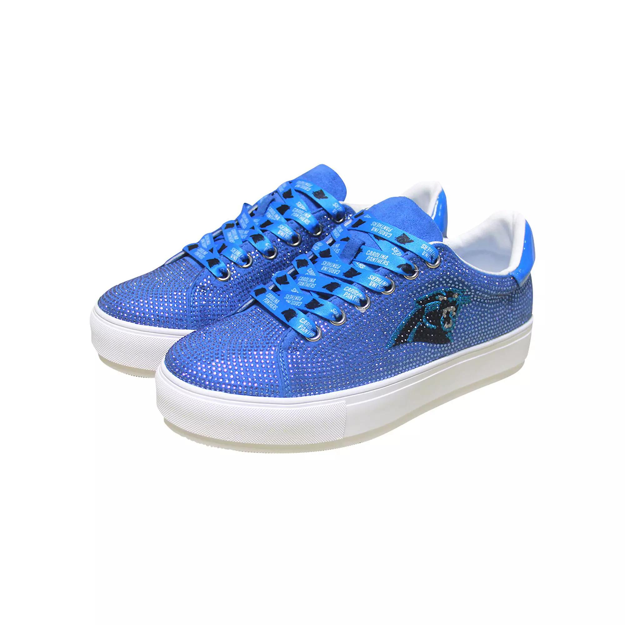 Women's Cuce Blue Carolina Panthers Team Colored Crystal Sneakers,  Product Image