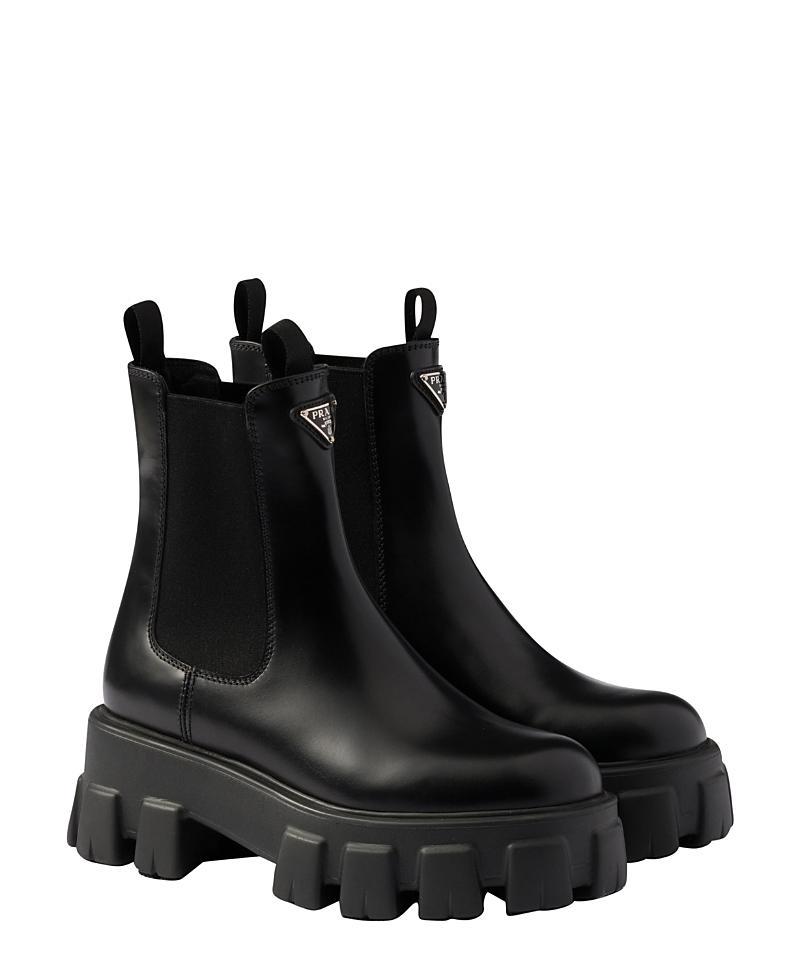 Prada Womens Monolith Brushed Leather Chelsea Boots Product Image