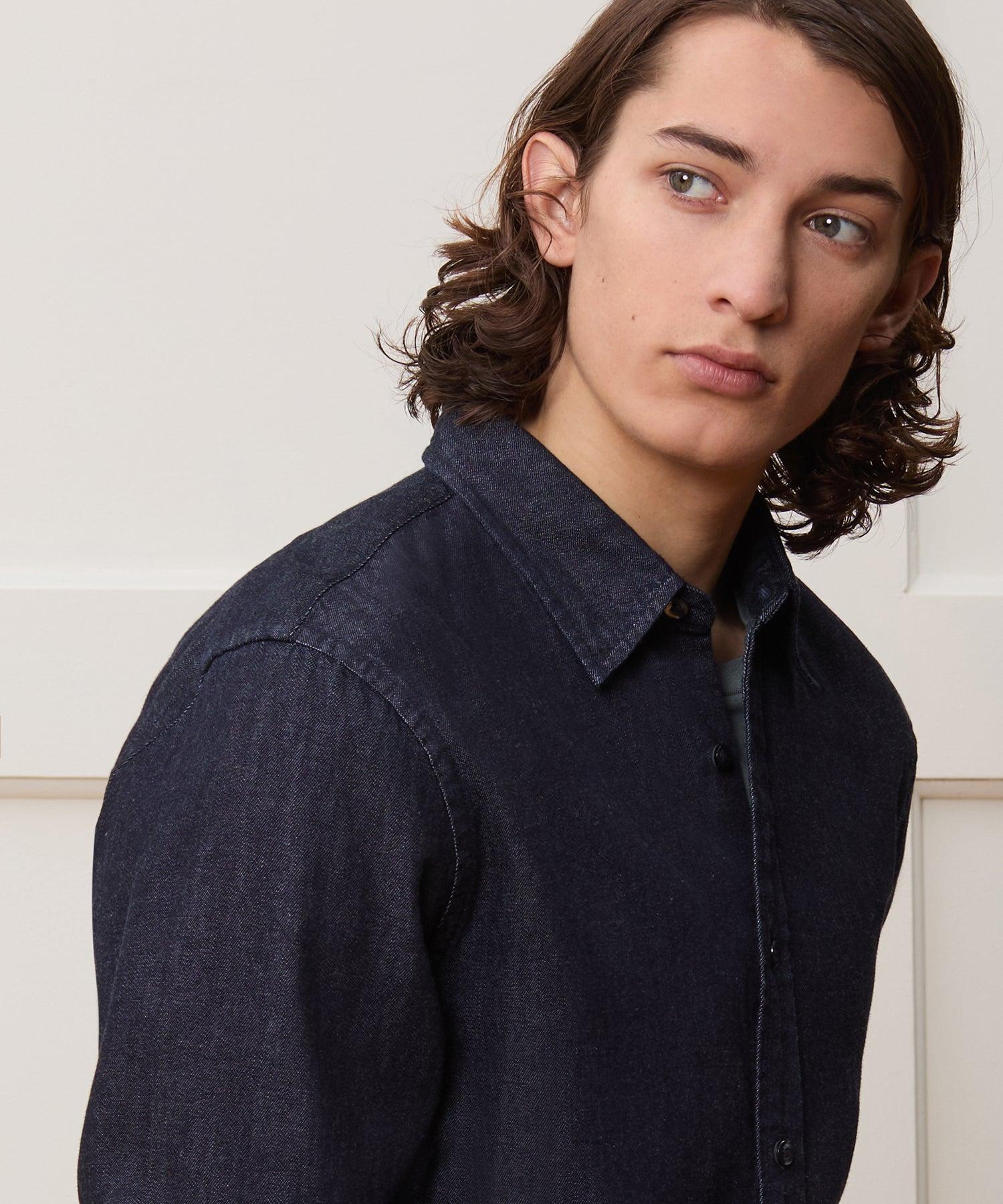 Denim Point Collar Shirt Product Image