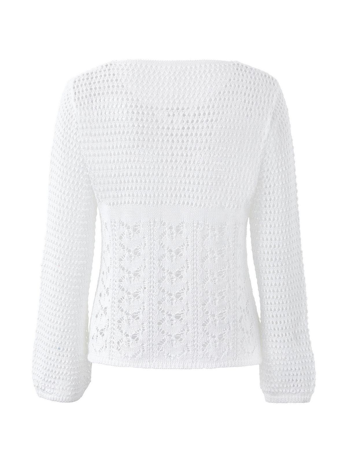 Tie Front White Open Knit Top Product Image