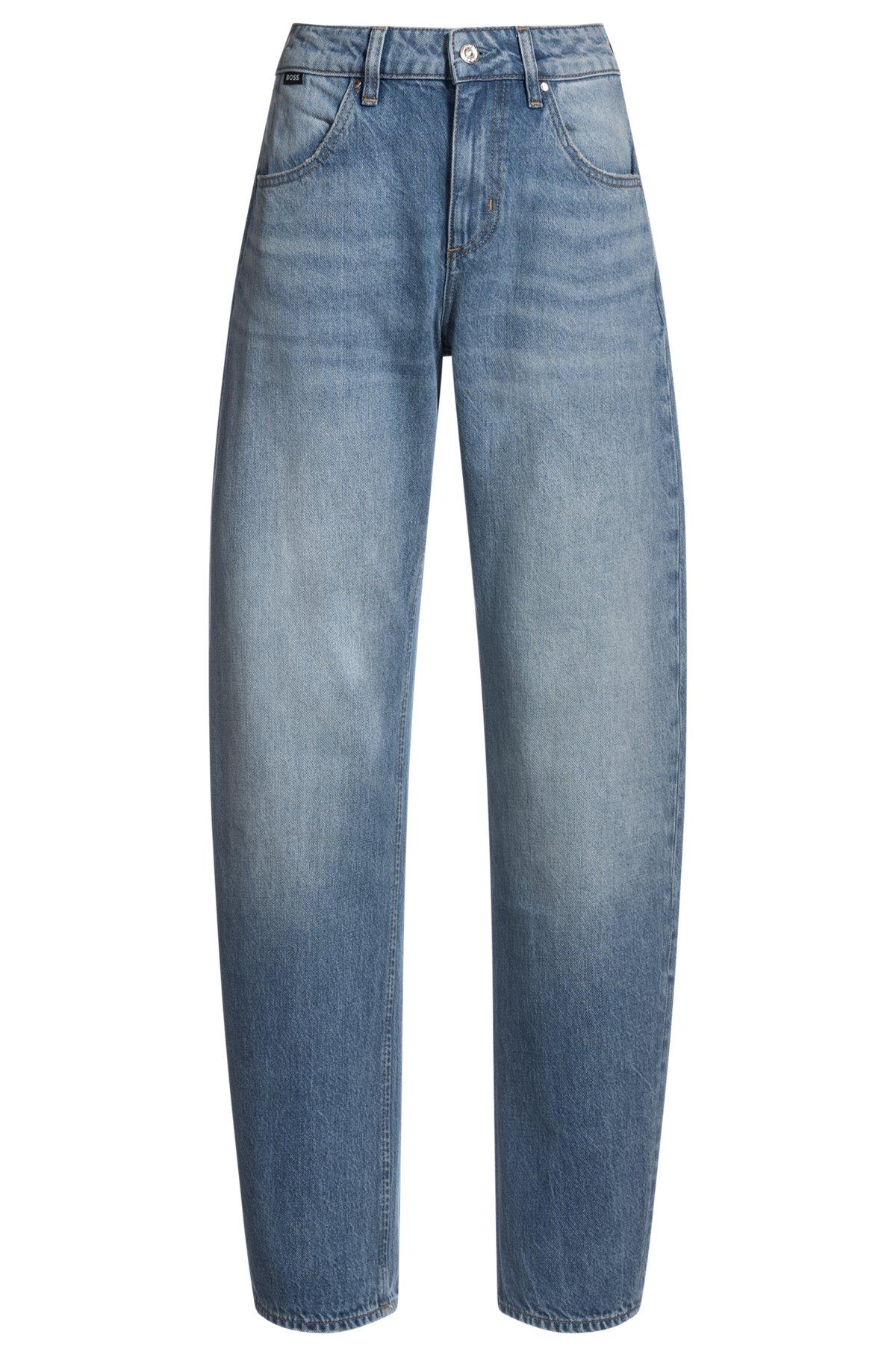 Barrel-leg jeans in blue rigid denim Product Image