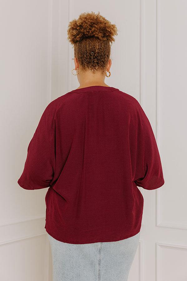 Stay And Chat Shift Top in Maroon Curves Product Image