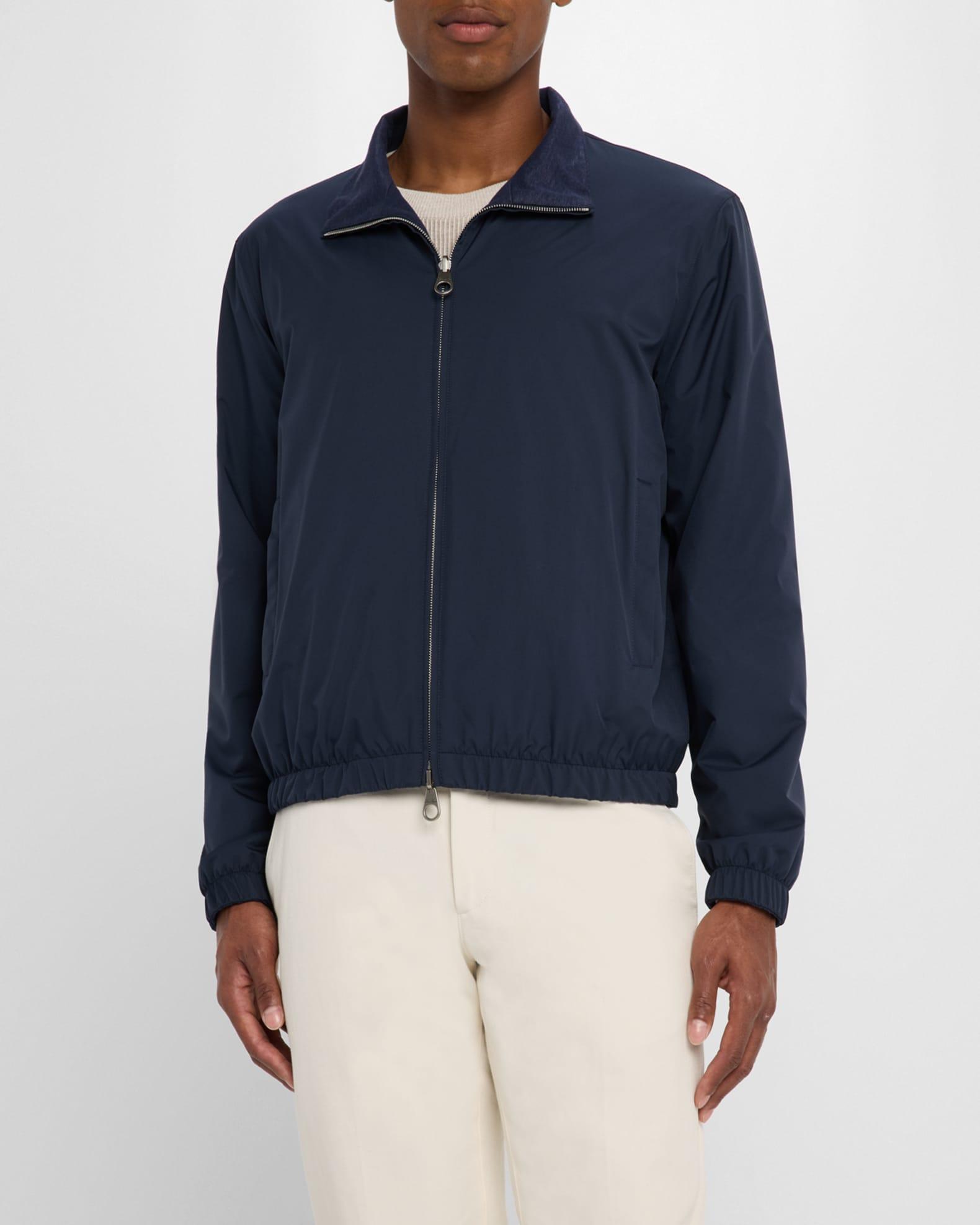 Men's Wind Jersey and Linen Bomber Jacket Product Image