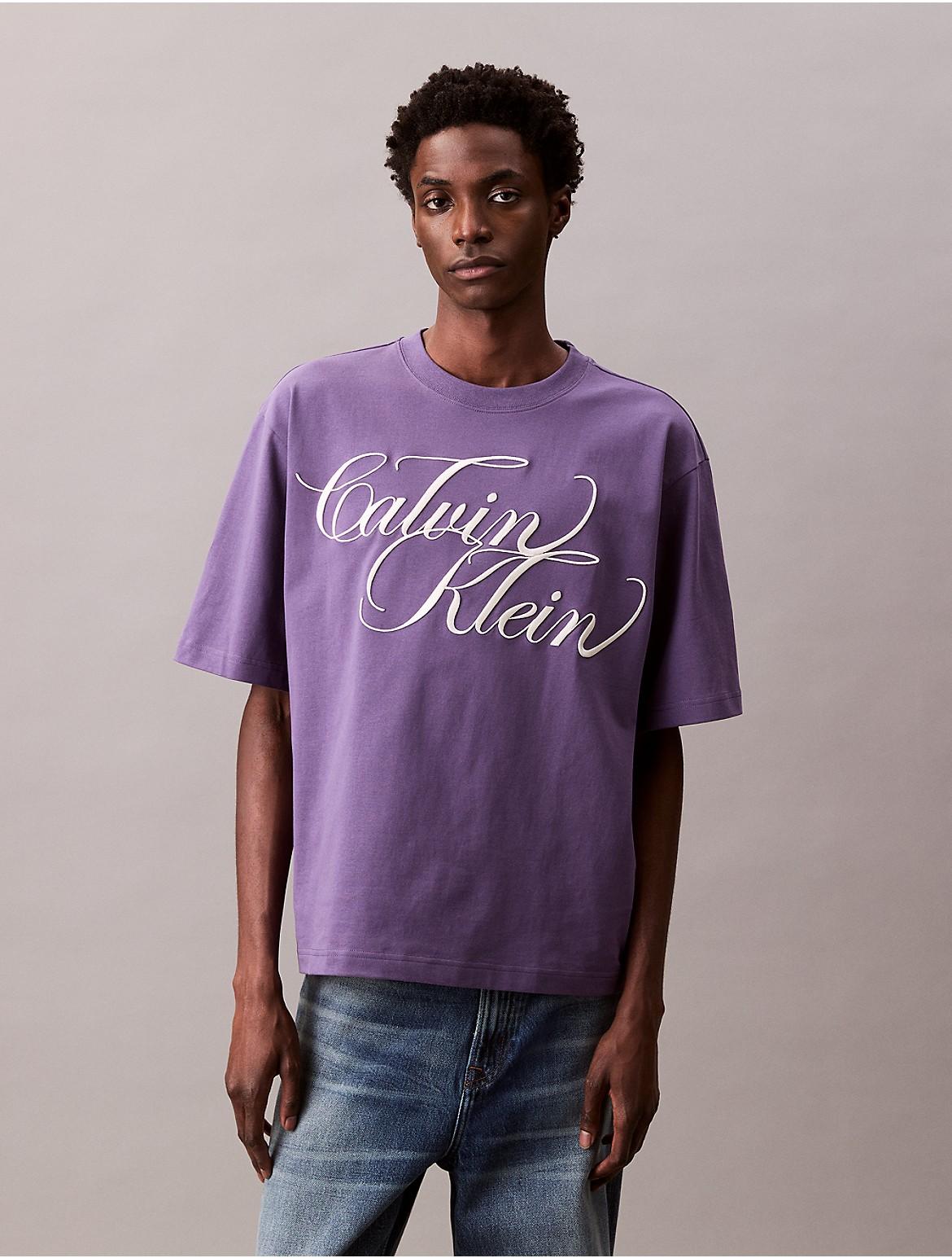 Calvin Klein Mens Embroidered Logo Tee - Purple Product Image