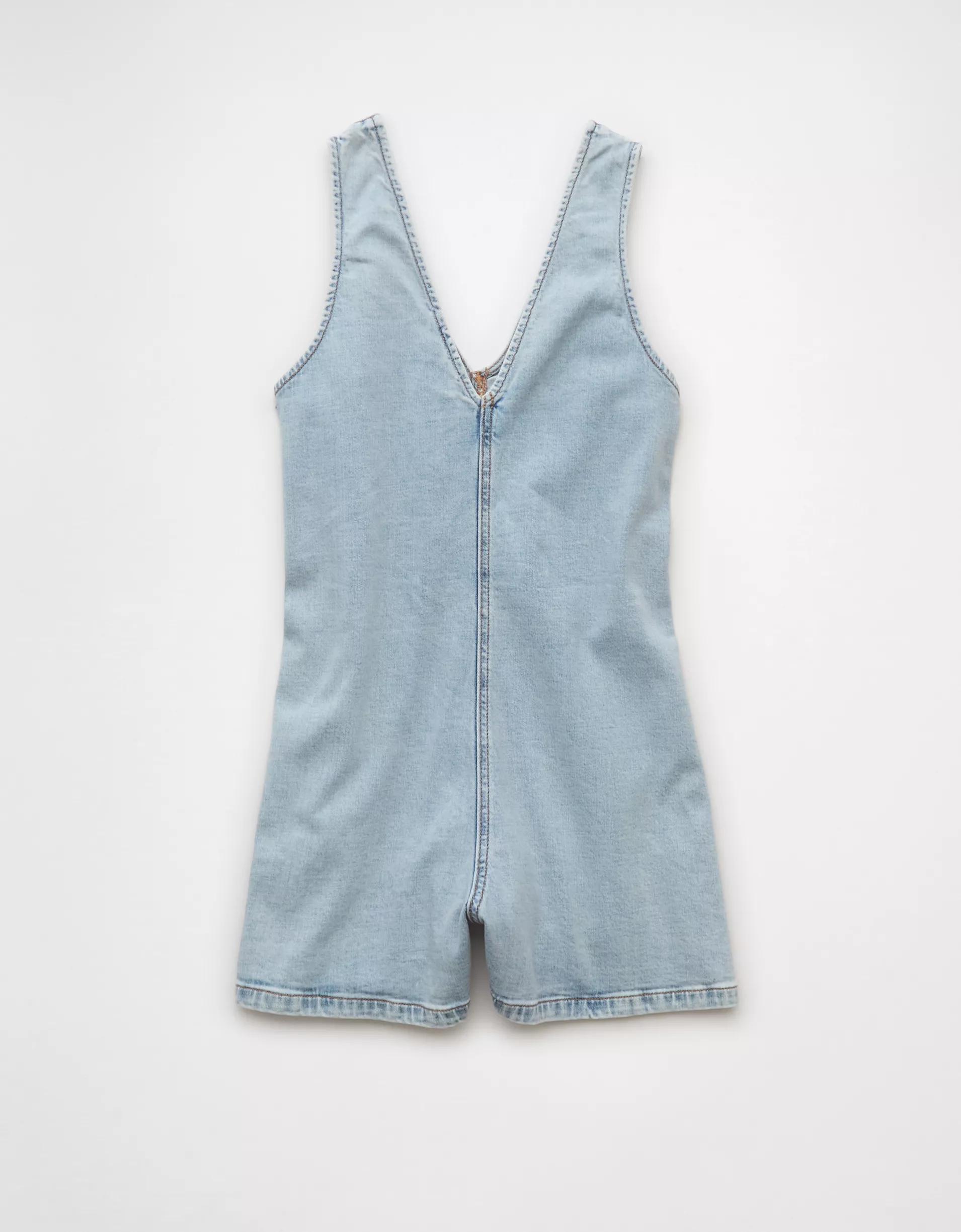 AE V-Neck Denim Romper Product Image