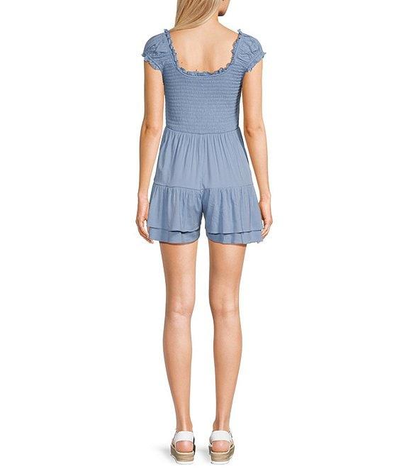 Moa Moa Square Neck Cap Sleeve Smocked A-Line Romper Product Image
