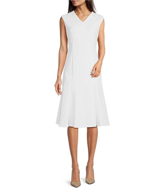 Calvin Klein Short Sleeve V-Neck A-Line Suba Dress Product Image
