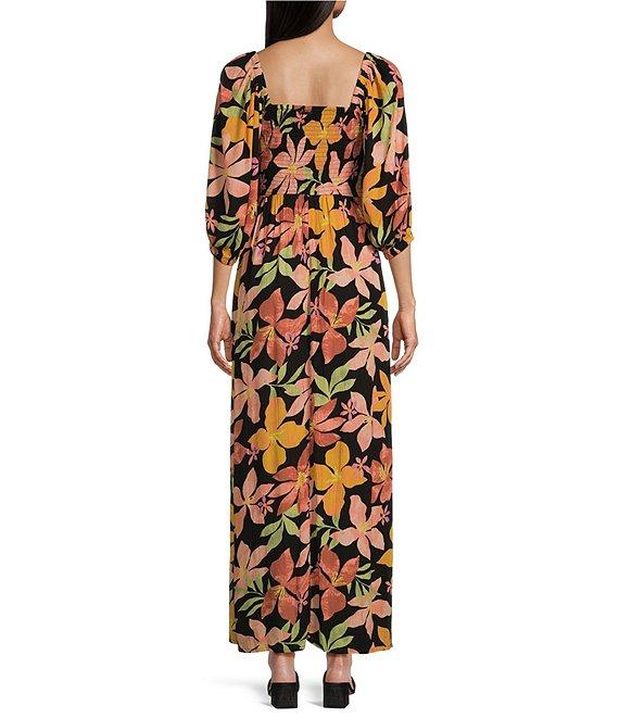 Billabong Wish Me Luck Tropical Floral Printed 3/4 Sleeve Maxi Dress Product Image
