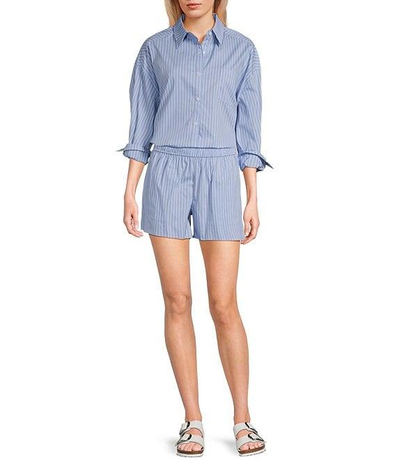 Things Between Button Front Stripe Coordinating Poplin Top Product Image