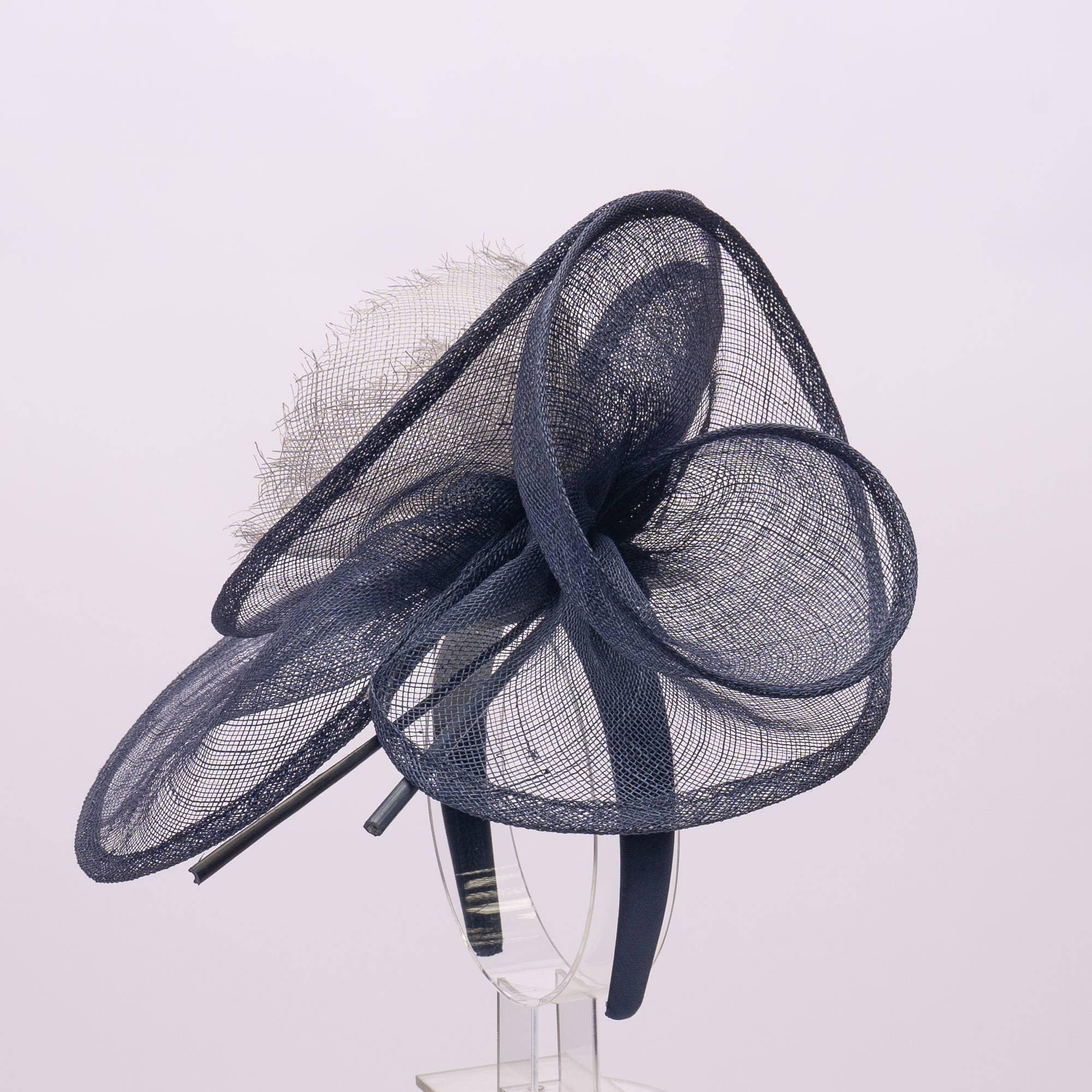 2Tone Sinamay Fascinator With 2 Quill Stick Feathers Product Image