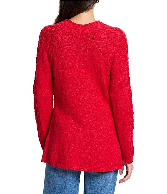NIC + ZOE Femme Cable Knit Round Neck Long Sleeve Sweater Product Image