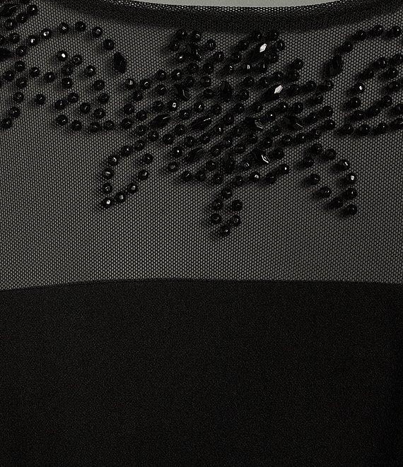 Marina Beaded Illusion Crew Neck Long Sleeve Sheath Dress Product Image