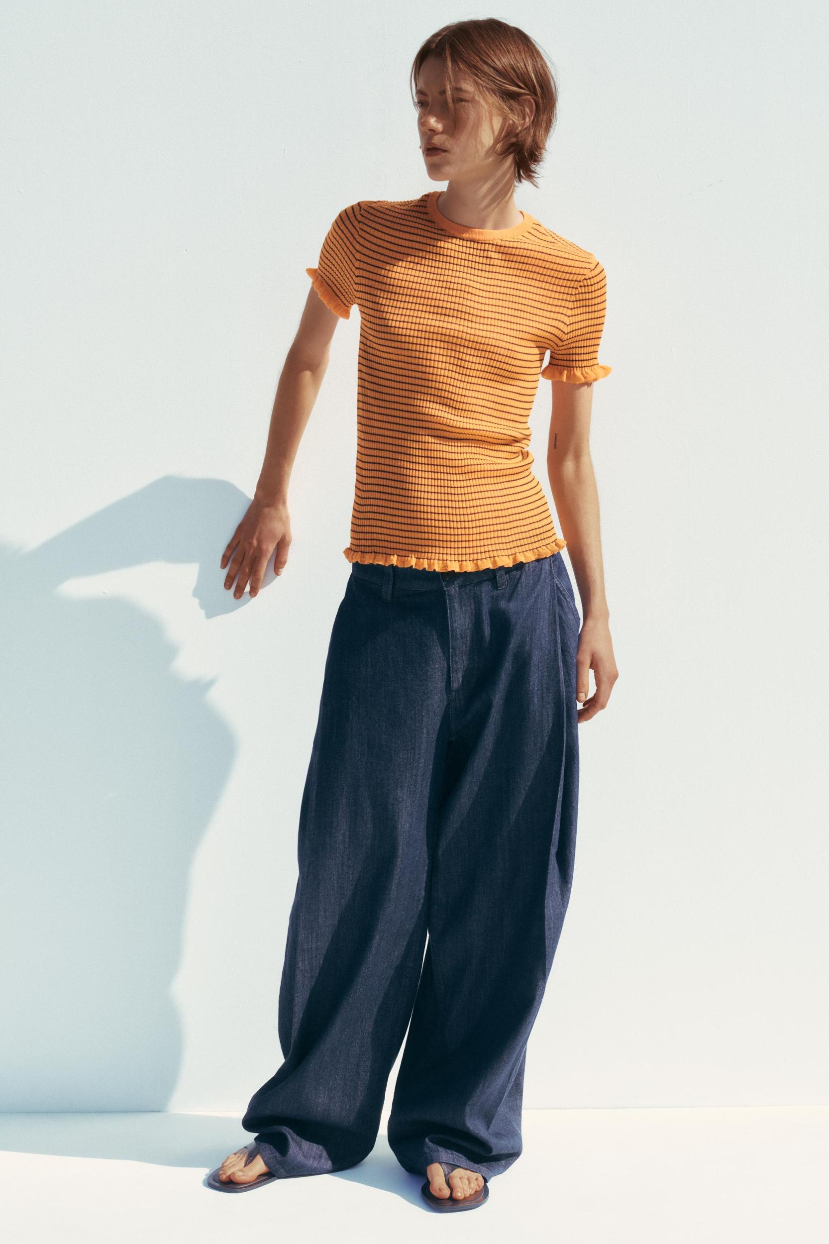 STRIPED RIB KNIT TOP Product Image