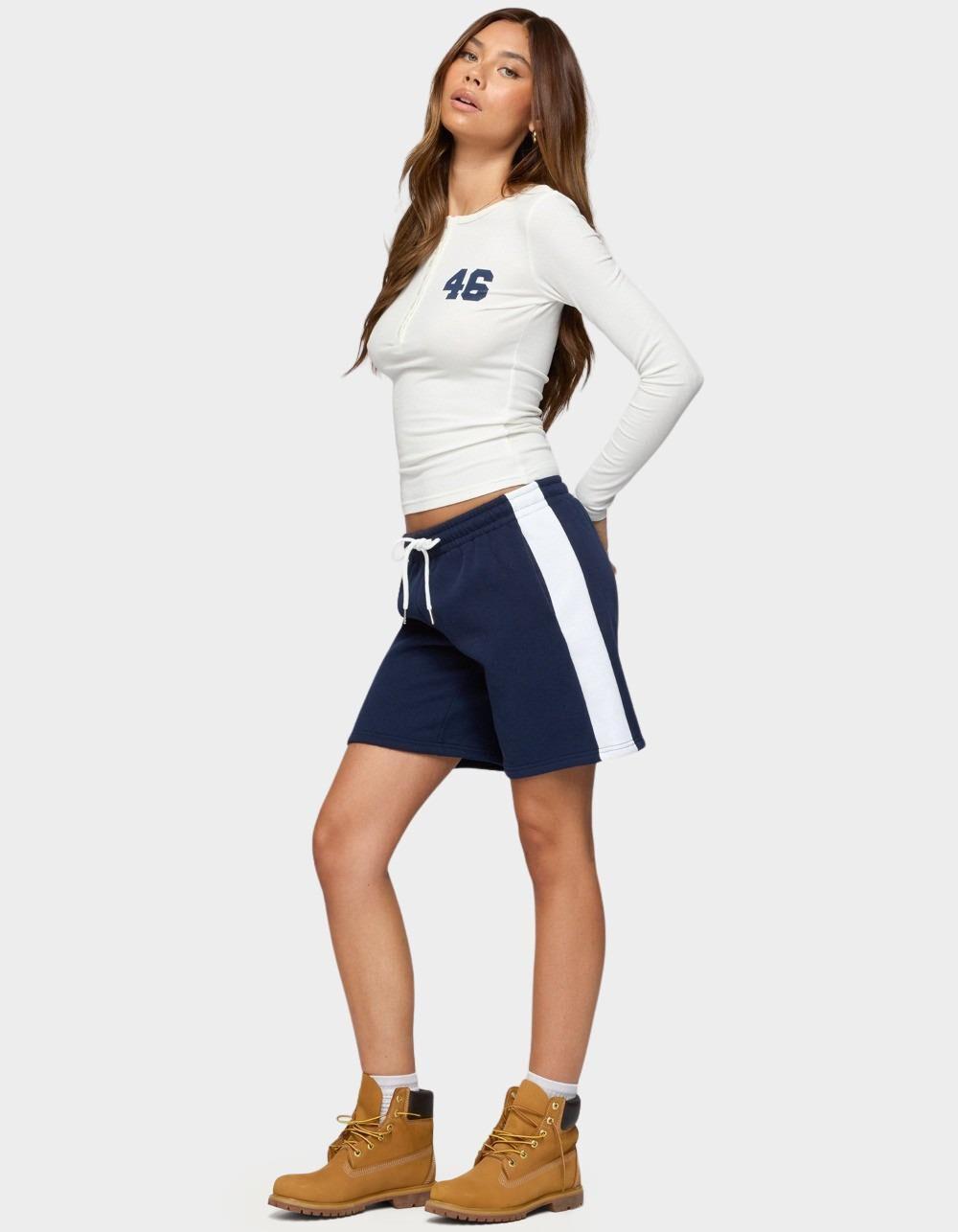 EDIKTED Contrast Nylon Bermuda Shorts - NAVY Product Image