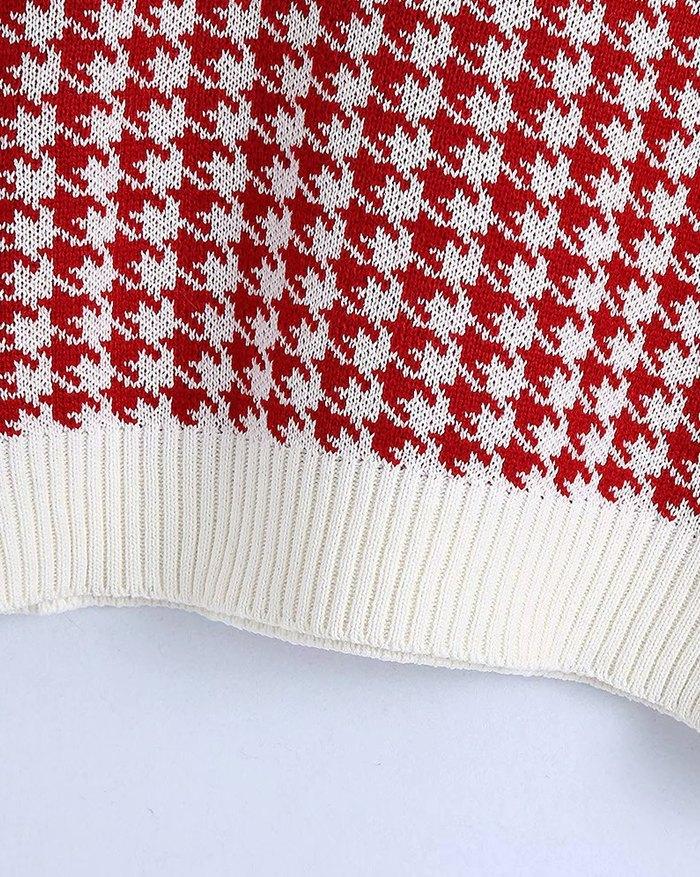 V Neck Houndstooth Sweater Vest Product Image