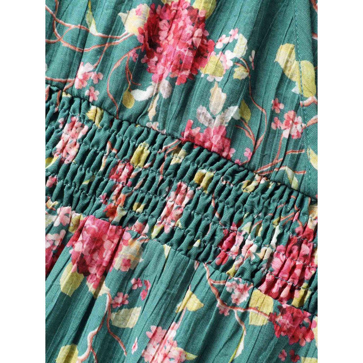 Plus Size Floral Print Shoulder Tie Pockets Midi Dress Cerulean Women Timeless Overlap Collar Sleeveless Curvy BloomChic 12/L Product Image