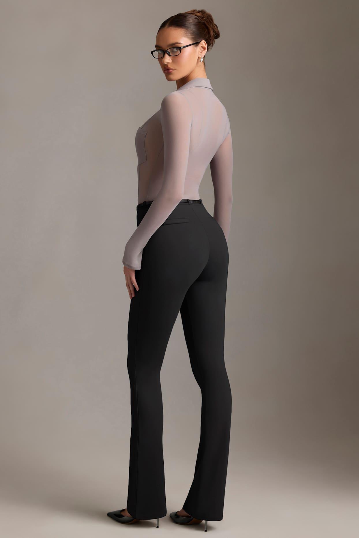 Low-Rise Flared Trousers in Black Product Image
