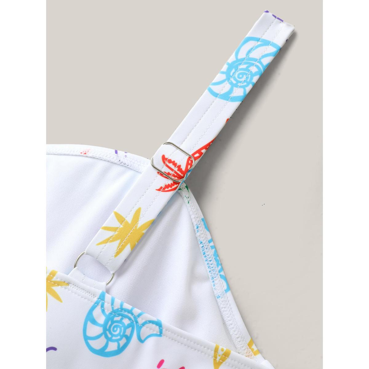 Plus Size Marine Elements Twist Front Swim Dress Women's Swimwear Ivory Resort Bodycon Heart neckline High stretch Curve Swim Dresses BloomChic 28/5X Product Image