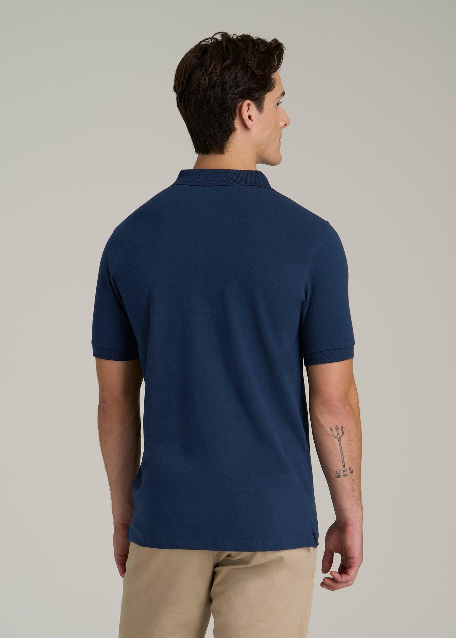 Classic Polo with Embroidered Logo for Tall Men in Marine Navy Male Product Image