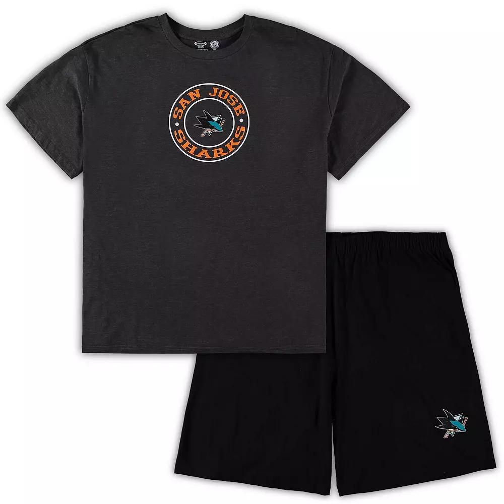 Men's Concepts Sport Black/Heathered Charcoal San Jose Sharks Big & Tall T-Shirt & Shorts Sleep Set, Size: 3XLT, Sks Black Product Image