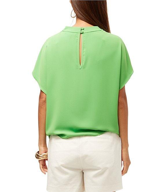 Trina Turk Bisque High Cowl Neck Short Sleeve Tie Front Top Product Image