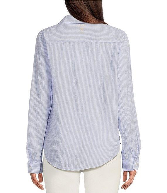 Lilly Pulitzer Sea View Collar Stripe Print Long Sleeve Button Down Shirt Product Image