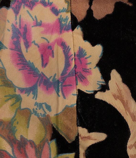 Dress the Population Paris Floral Print Velvet Strapless Ruffled Mermaid Gown Product Image