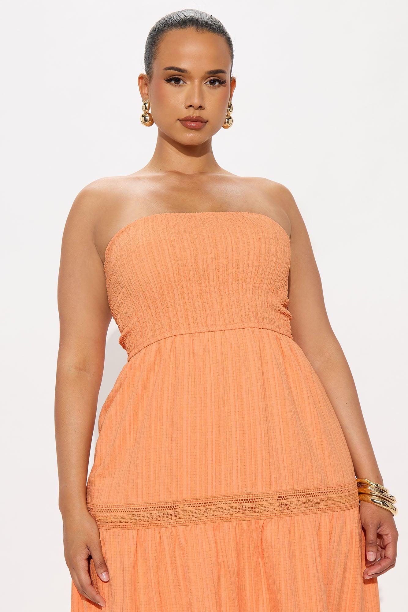 Tasmin Strapless Midi Dress - Orange Female Product Image
