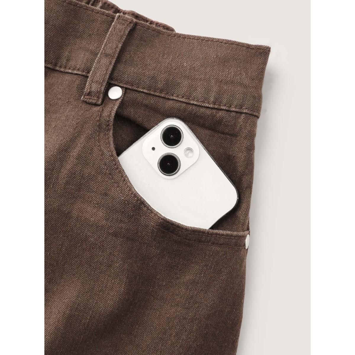 Plus Size Drawstring Waist Skinny-Fit Jeans Women Plum Leisure Non High stretch Slanted pocket Jeans BloomChic 20/2X Product Image