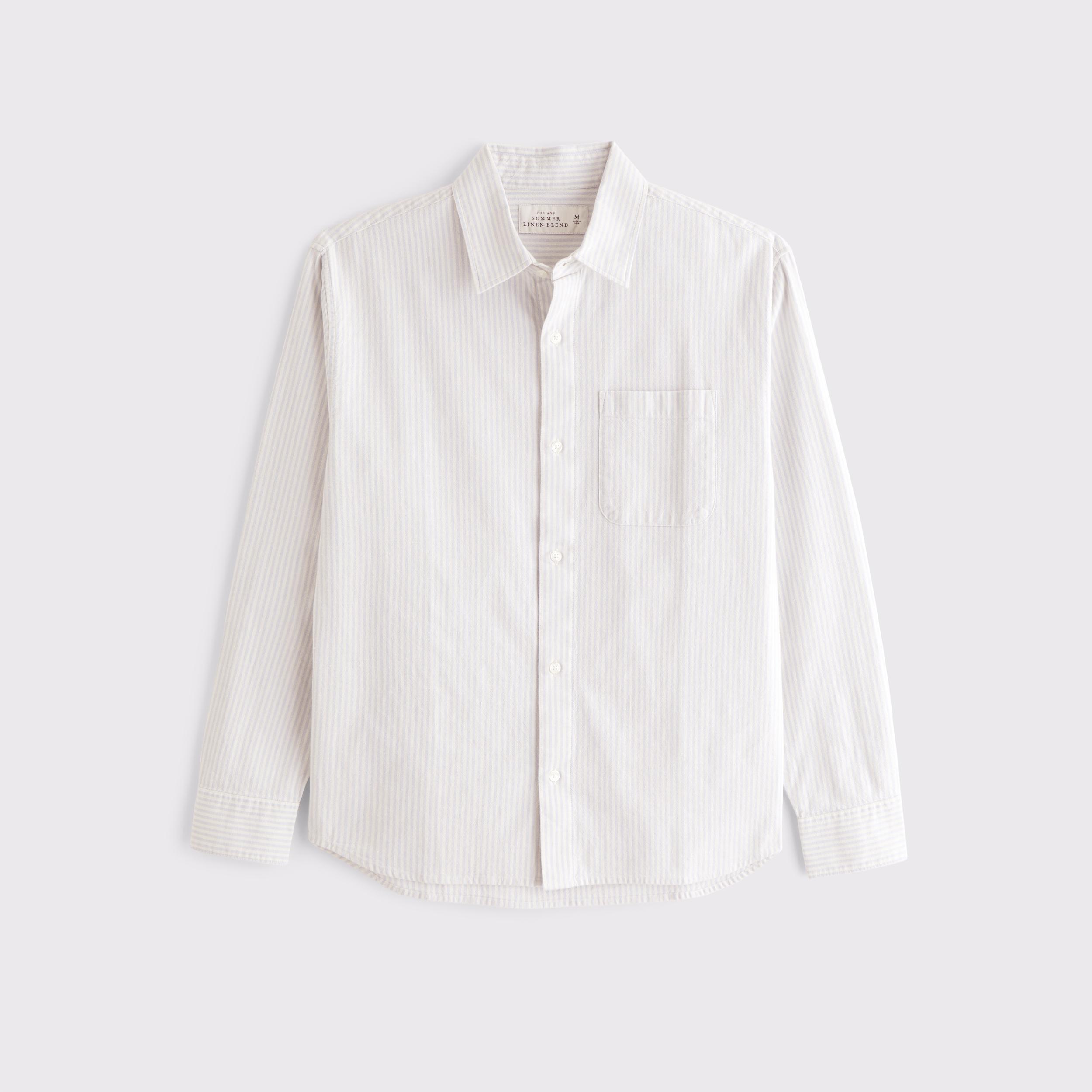 Summer Linen-Blend Button-Up Shirt Product Image