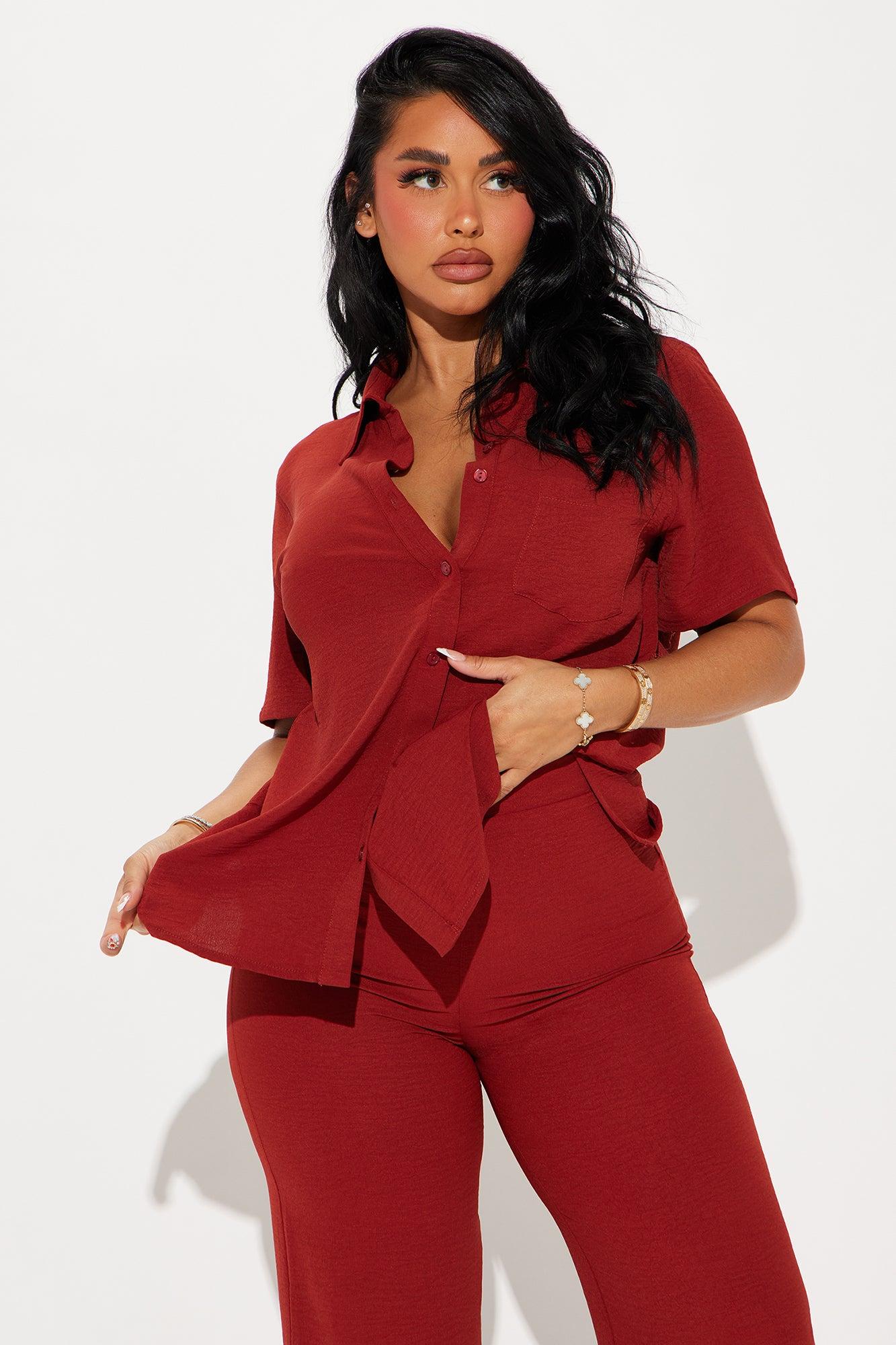 Makenzie Short Sleeve Pant Set - Rust Product Image