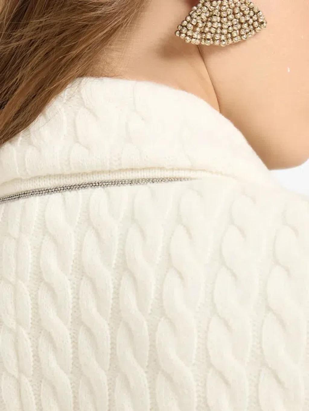 BRUNELLO CUCINELLI Monili Cable-knit Cashmere Blazer In Neutral Product Image