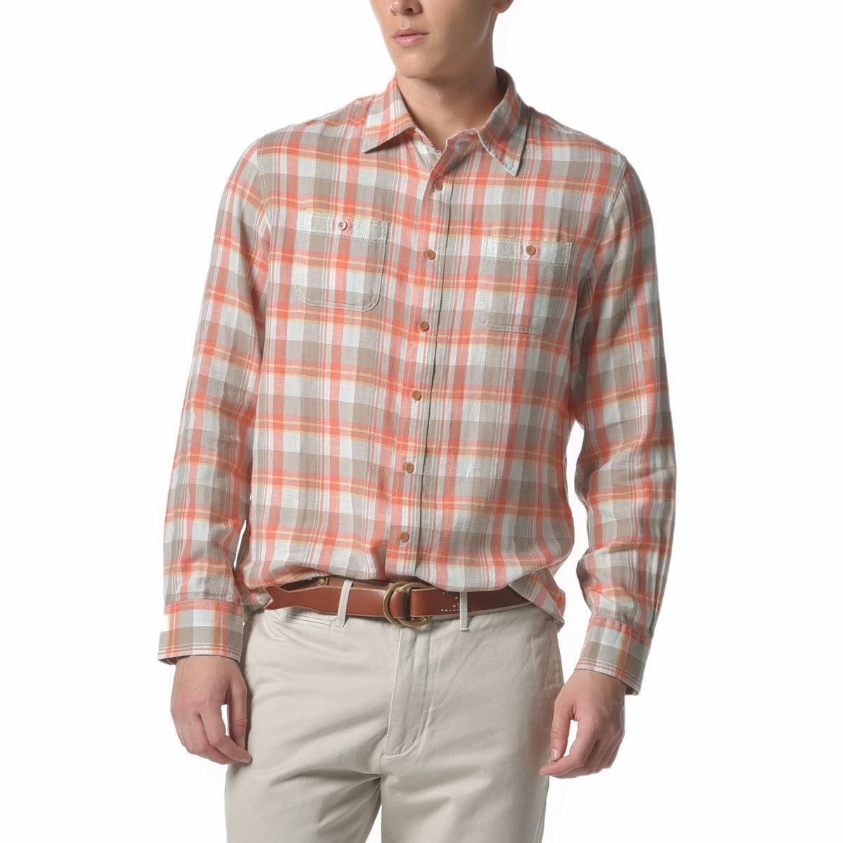Dorset Herringbone Shirt - Orange Khaki Blue Herringbone (Final Sale)* Product Image
