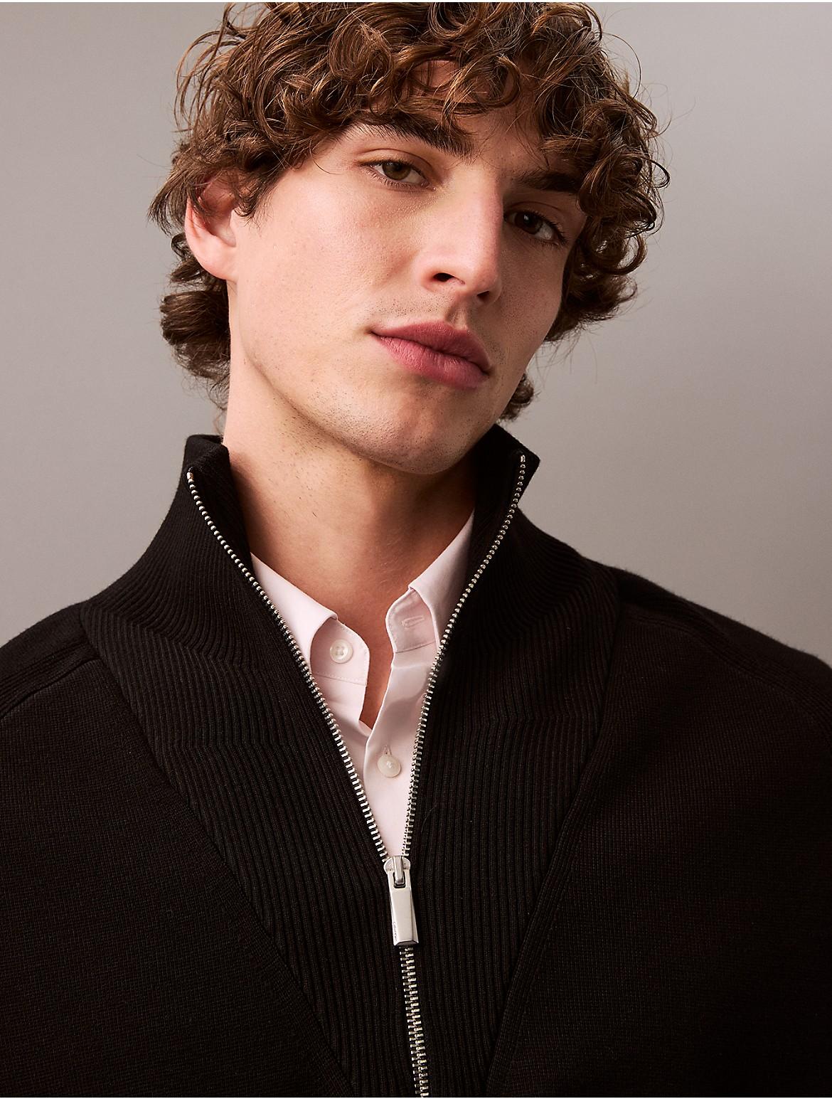 Calvin Klein Mens Tech Knit Quarter Zip Sweater Product Image