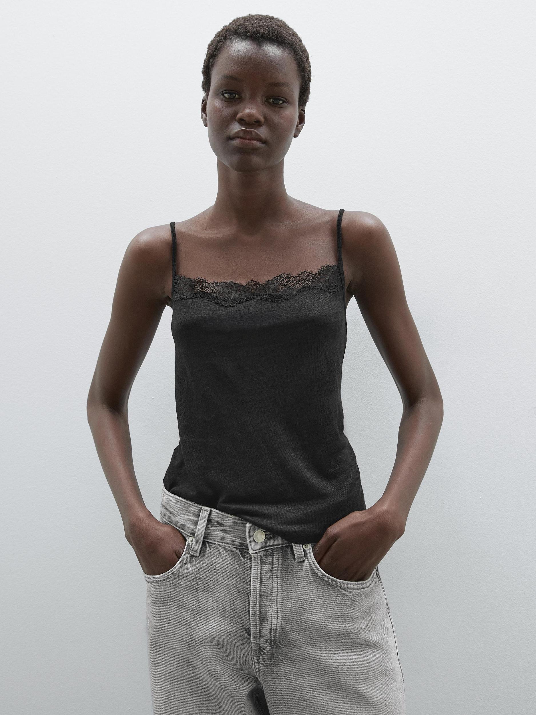 Strappy top with lace detail Product Image