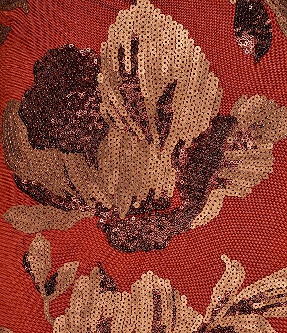 Donna Karan Cowl Neck Floral Sequin Sheath Dress Product Image