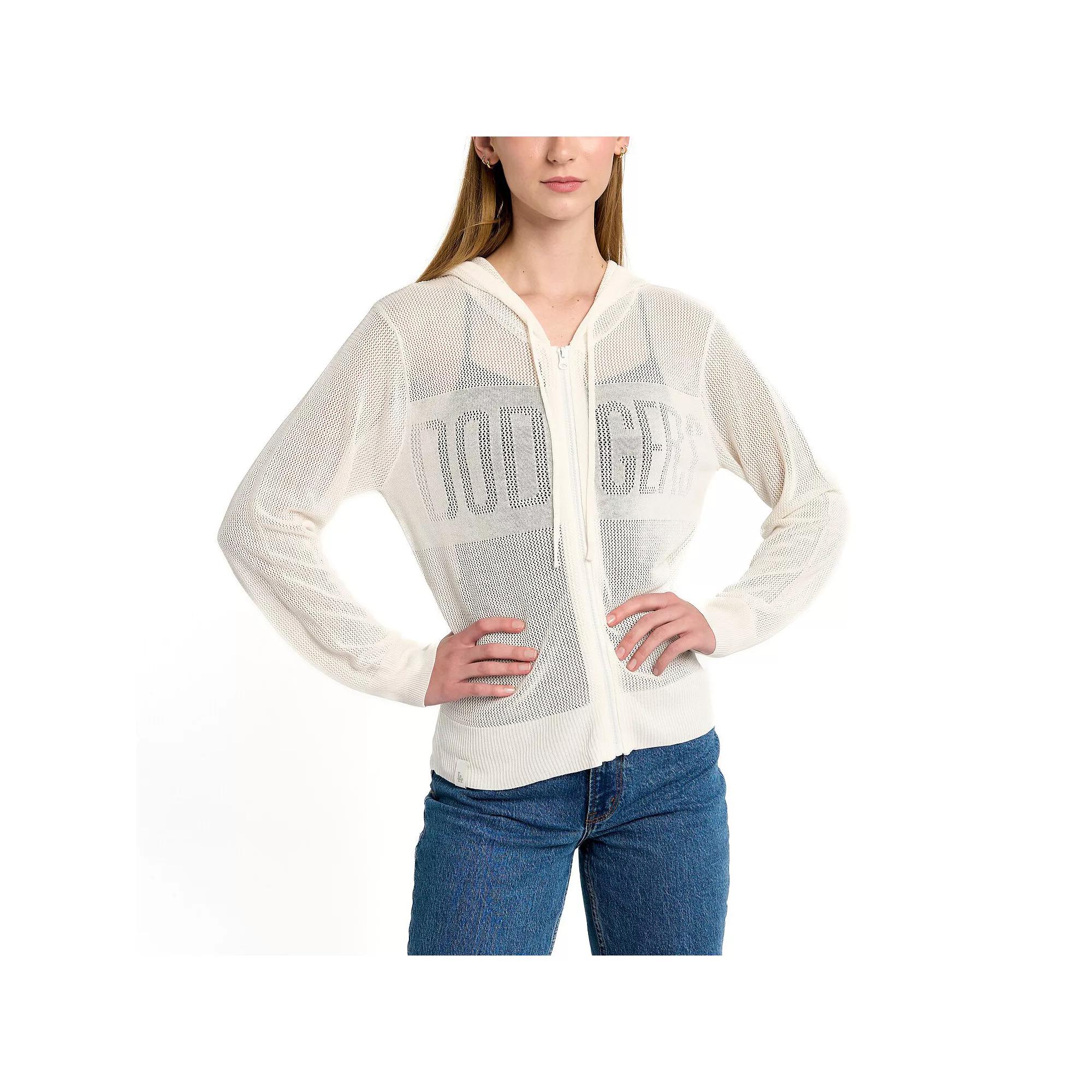 Women's Lusso Black Los Angeles Dodgers Summer Mesh Full-Zip Hooded Top, Size: Large Product Image