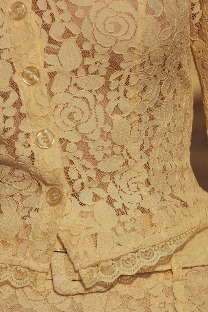 Lucy Lace Mini Skirt — Buttercream Product Image