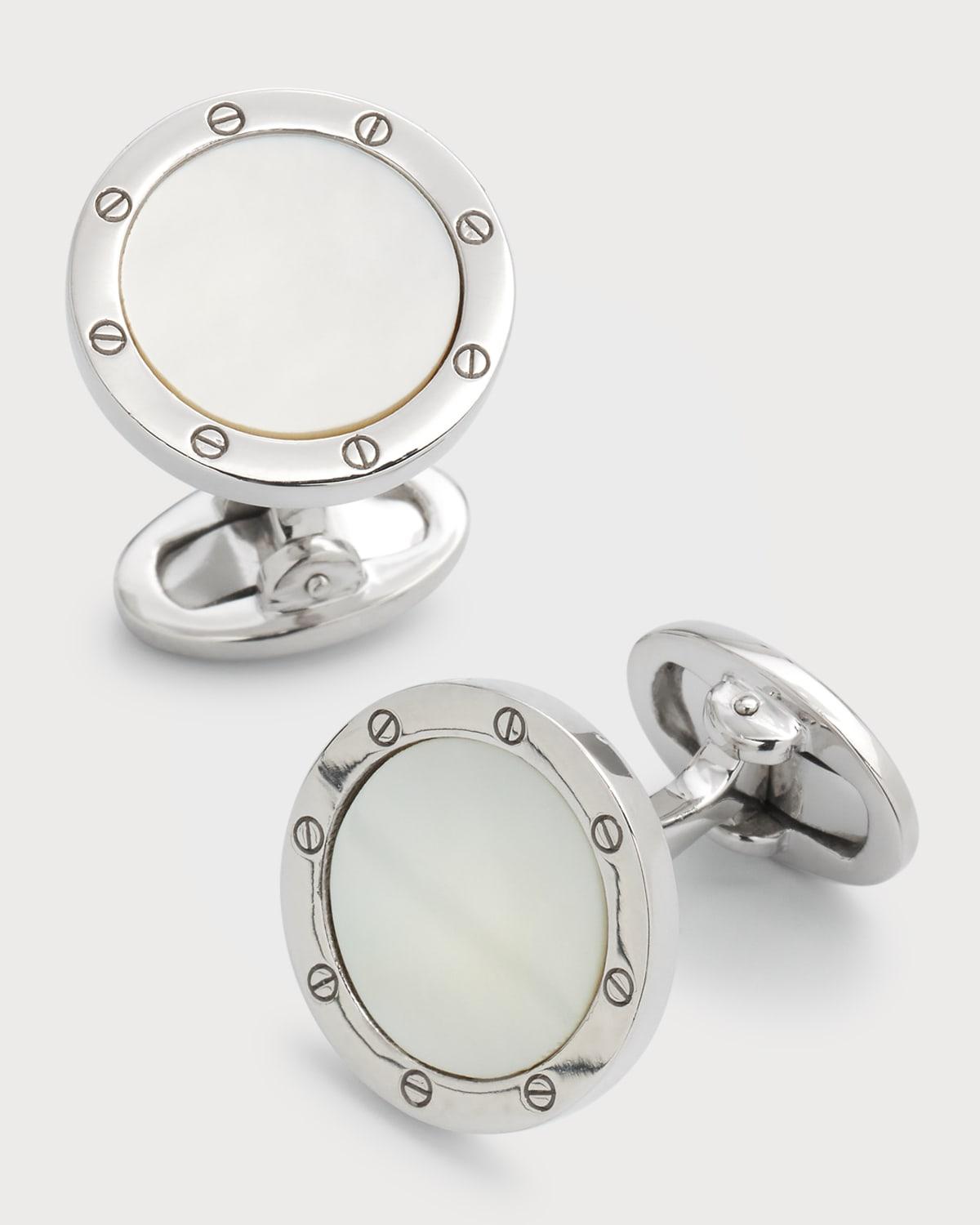 Round Mother-of-Pearl Cuff Links Product Image