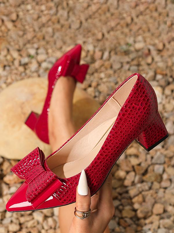 Bowknot Pointed-Toe Shiny Pumps Product Image