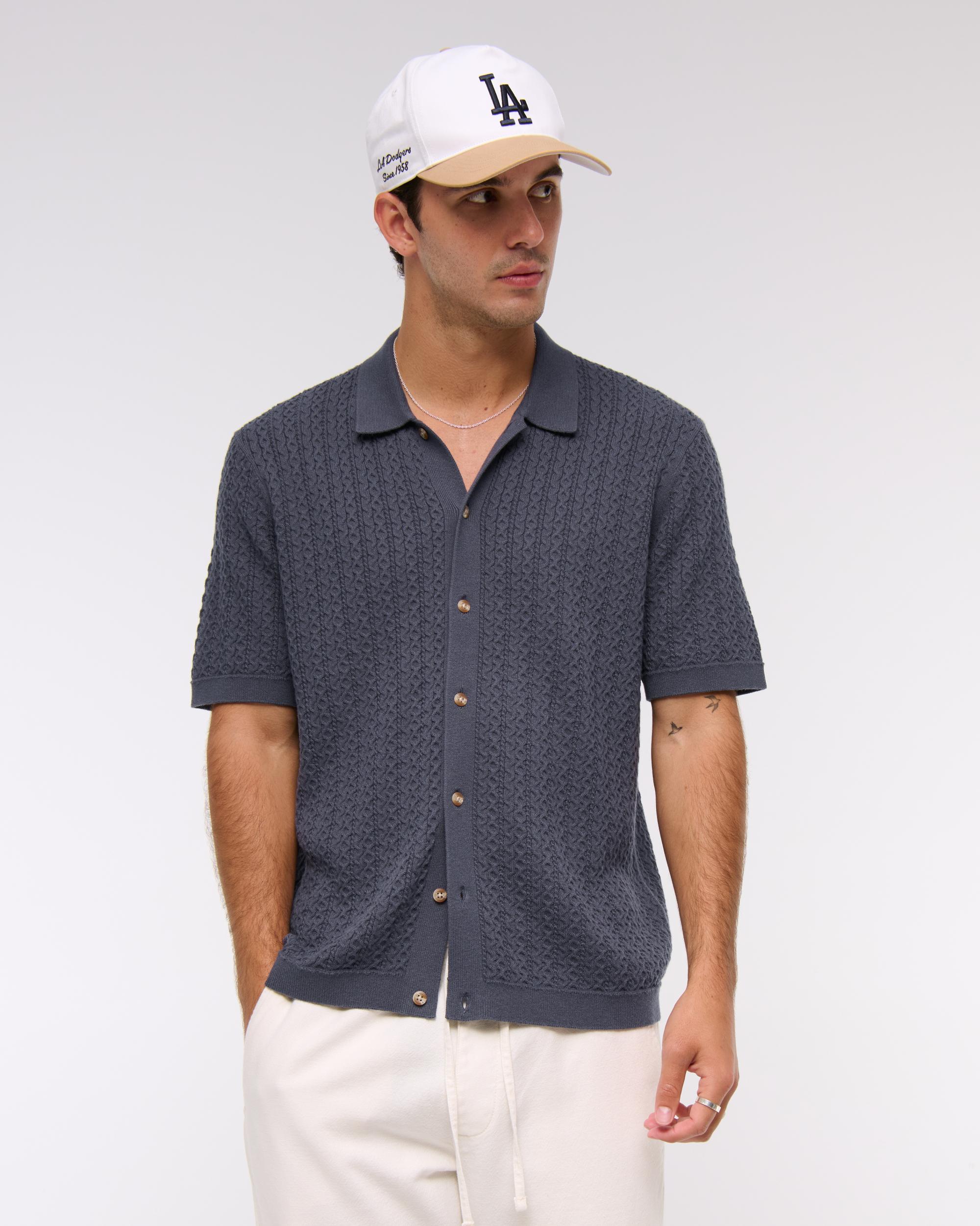 Cable Button-Through Sweater Polo Product Image