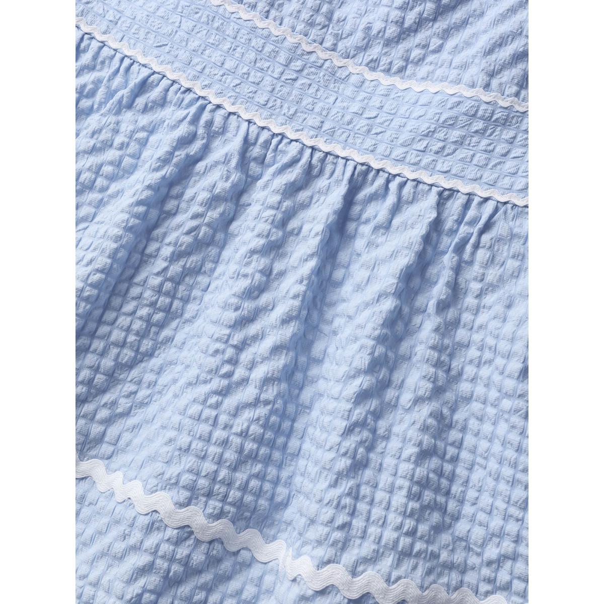 Plus Size Textured Patchwork Shirred Pocket Cami Dress LightBlue Women Casual Texture Non Sleeveless Curvy BloomChic 22-24/3X Product Image