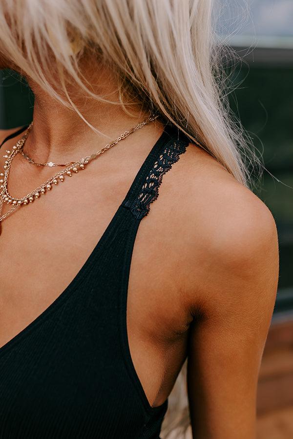 Flirty Nature Lace Racerback Bralette in Black Product Image