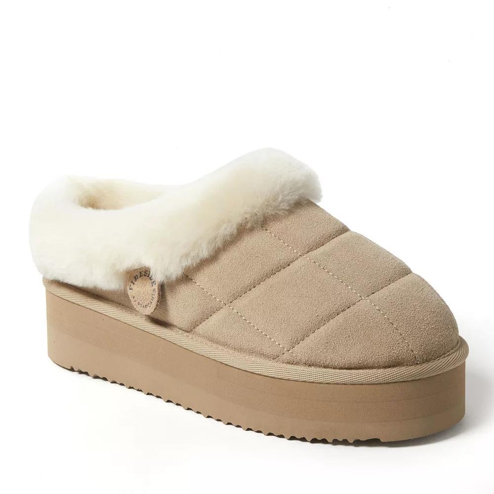 Fireside by Dearfoams Bendigo Womens Puff Platform Suede Clog Slippers Pink Dust Product Image