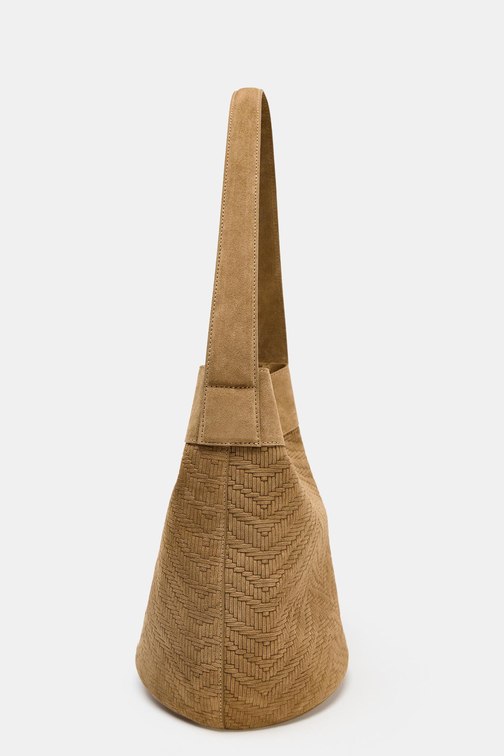 LEATHER BRAIDED MAXI BUCKET BAG Product Image