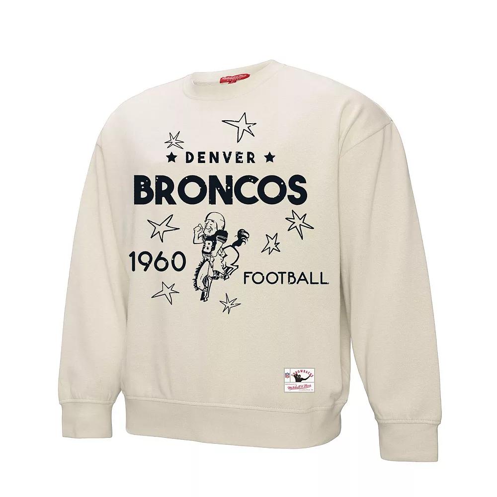 Women's Mitchell & Ness Cream Denver Broncos Shooting Stars Pullover Sweatshirt, Size: XL, Beige Product Image