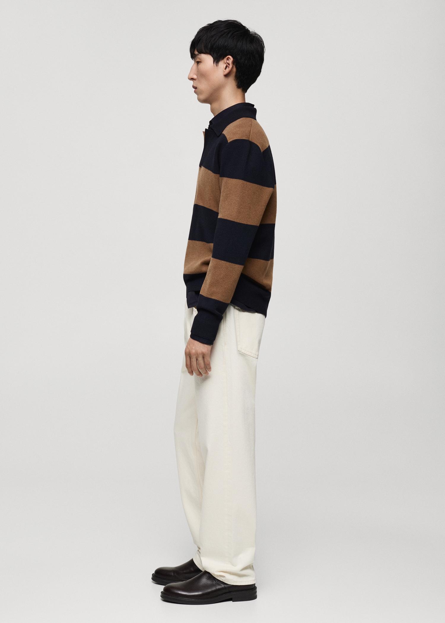 Striped design polo sweater - Men | MANGO USA Product Image