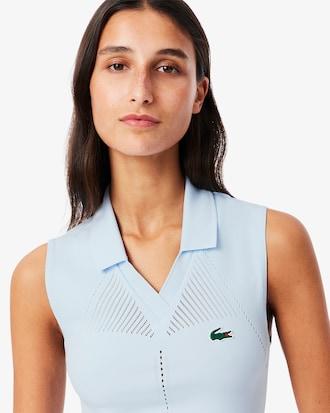 Sleeveless Stretch Knit Tennis Polo Shirt Product Image