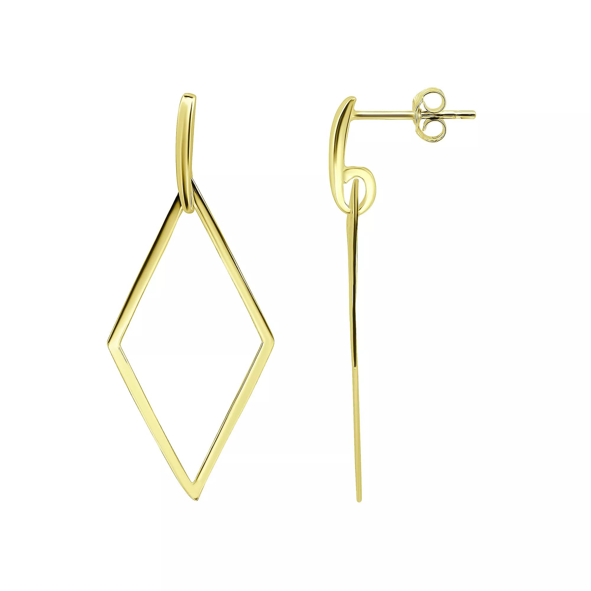 Aleure Precioso Sterling Silver Open Diamond Shaped Drop Earrings, Women's, Gold Tone Product Image