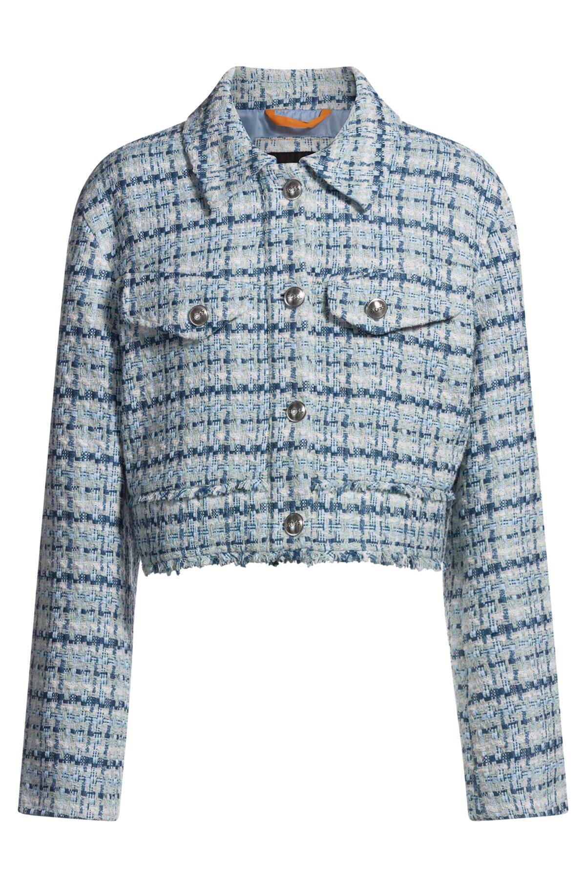 Cropped tweed jacket with metallic buttons Product Image